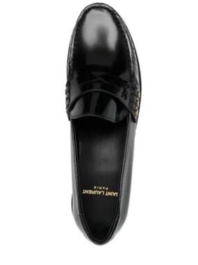 Authentic YSL "Le Loafer" Monogram Smooth Leather Penny Loafers - Black - 41.5